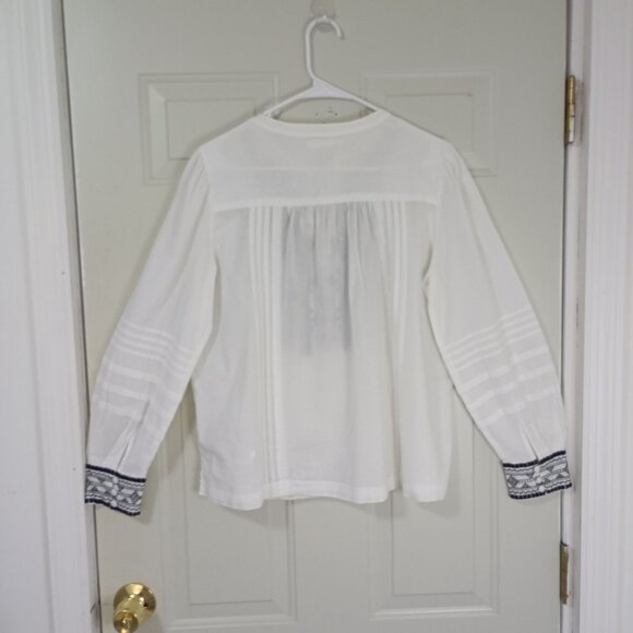 Sfera Blouse Casual Embroidered Boho Womens Tassel Tie Front & Buttoned Cuffs L - Picture 5 of 10